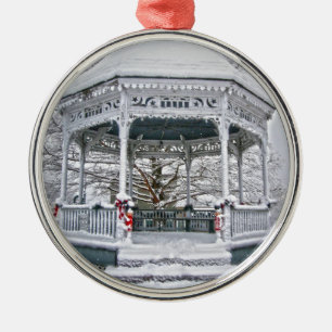 Domstol Gazebo i Snö Julgransprydnad Metall