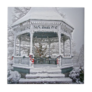 Domstol Gazebo i Snö Kakelplatta