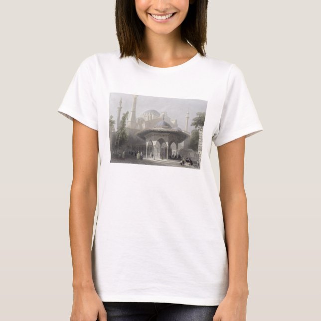 Domstol och fontän av St. Sophia, Istanbul, engrav Tee (Framsida)