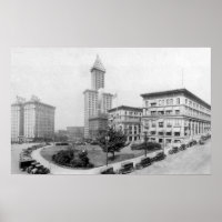 Domstol Square och Smith Torn i Seattle