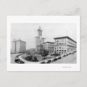 Domstol Square och Smith Torn i Seattle Vykort