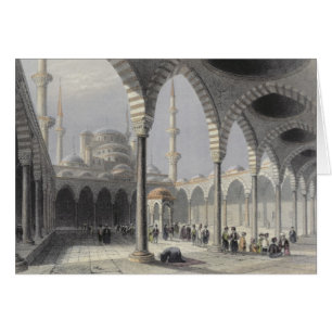 Domstolen av moskén av sultanen Achmet, Istanbul Hälsningskort