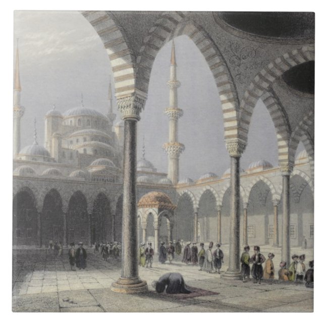 Domstolen av moskén av sultanen Achmet, Istanbul Kakelplatta (Framsidan)