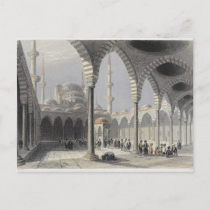 Domstolen av moskén av sultanen Achmet, Istanbul Vykort