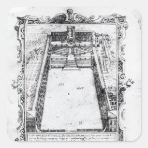 Domstolen Belvedere i Vatikanen Rom, 1581 Fyrkantigt Klistermärke