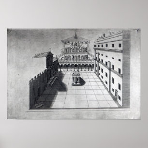 Domstolen i Belvedere i det gamla St. Peter's Rom Poster