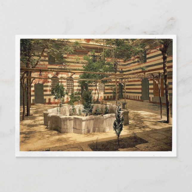 Domstolen i ett hus, Damaskus, Heliga Land, (dvs.  Vykort (Framsida)