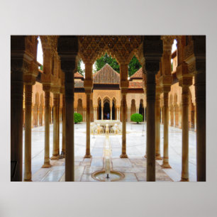 Domstolen i Lejon, Alhambra, Spanien - Poster