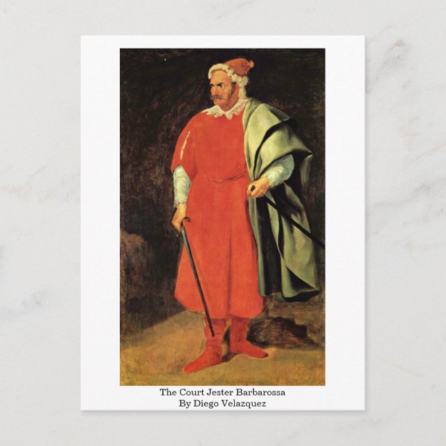 Domstolen Jester Barbarossa av Diego Velazquez Vykort (Framsida)