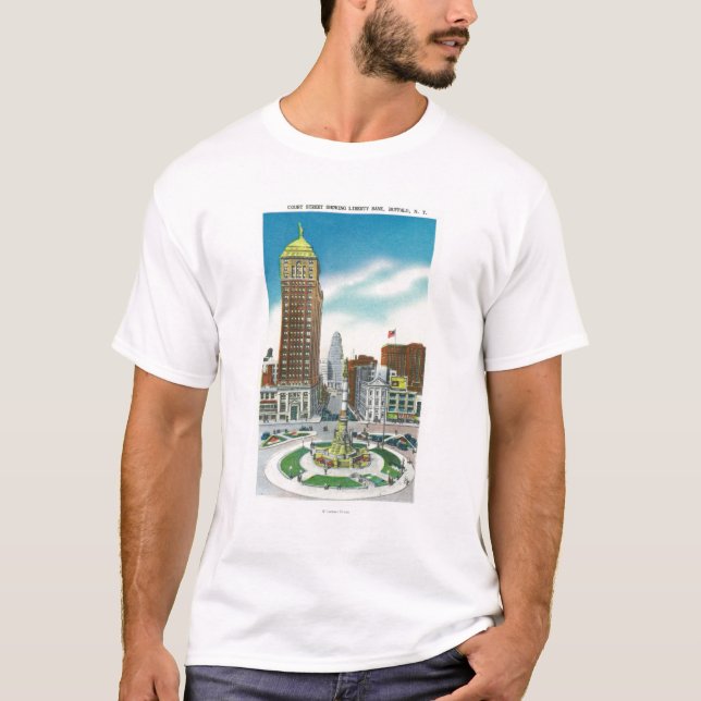 Domstolgatan beskådar av frihet packar ihop Bldg T-shirt (Framsida)