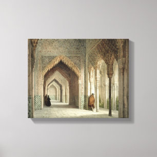 Domstolrummet av Alhambraen, Granada, tänd 1853 ( Canvastryck