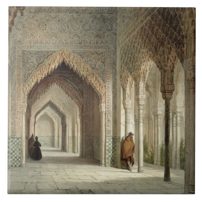 Domstolrummet av Alhambraen, Granada, tänd 1853 ( Kakelplatta (Framsidan)