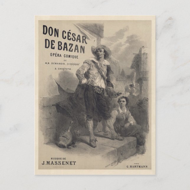 Don César de Bazan première poster (1872) Vykort (Framsida)