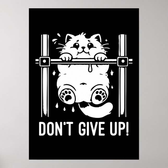 Don Ge Up - Lilla Gym Cat Motivational Humor Poster (Framsidan)