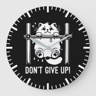 Don Ge Up - Lilla Gym Cat Motivational Humor Stor Klocka