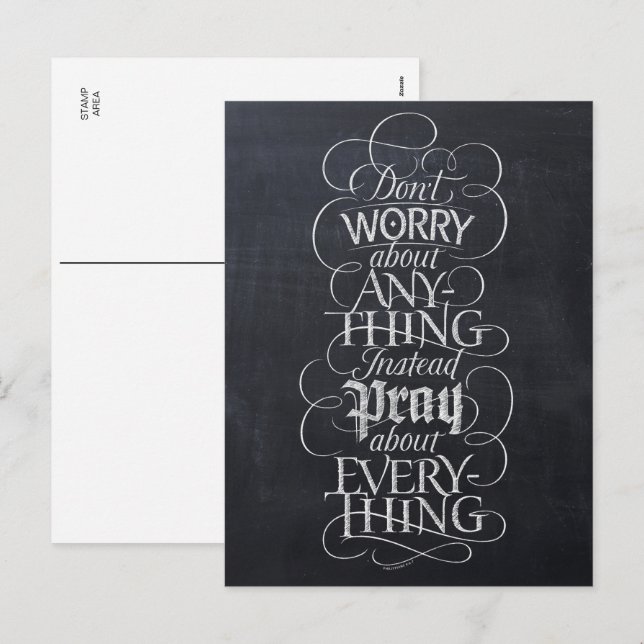 DON INTE WORRY - Kalligrafisk krita Helg Vykort (Fram/baksida)