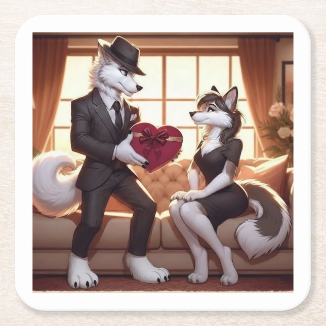 Don Lupo Canino "Valentines" Underlägg Papper Kvadrat (Framsidan)