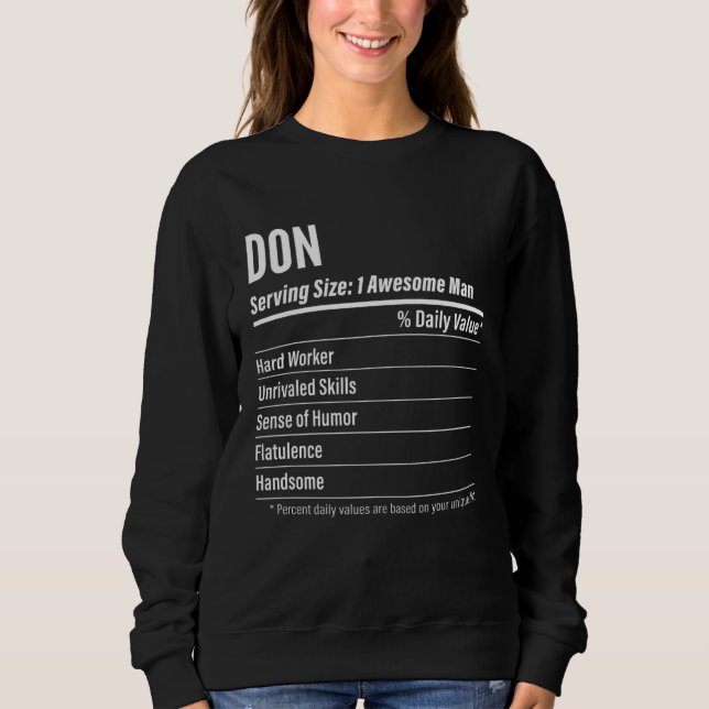 Don  Nutritional Facts Serving Size Calories T Shirt (Framsida)