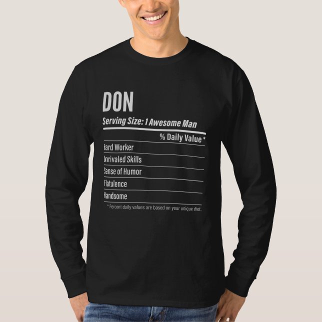Don  Nutritional Facts Serving Size Calories T Shirt (Framsida)