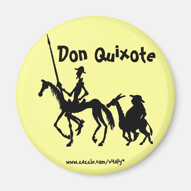 Don Quijote och Sancho Panza grafik art magnet (Framsidan)