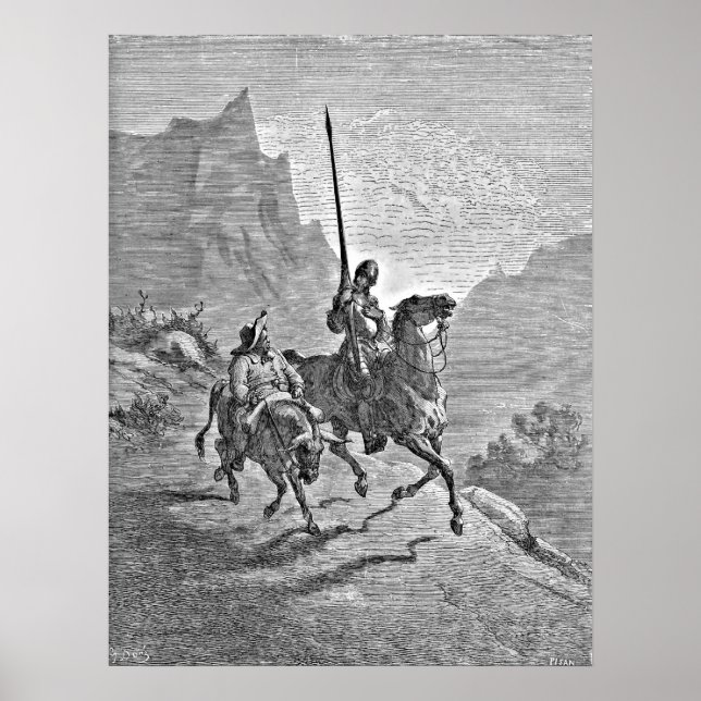 Don Quijote och Sancho Panza Illustration Poster (Framsidan)