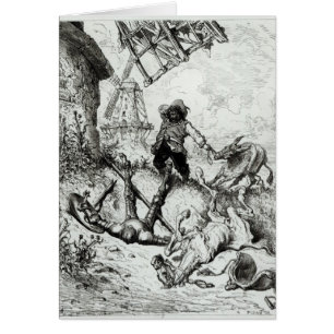 Don Quijote och väderkvarnarna Hälsningskort