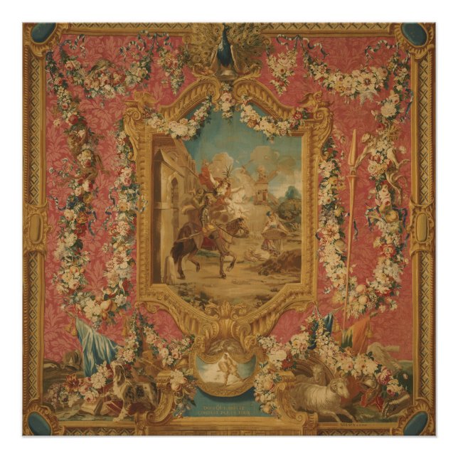 Don Quijote styrd av dårskap, 1700-tals gobeläng Fototryck (Framsidan)
