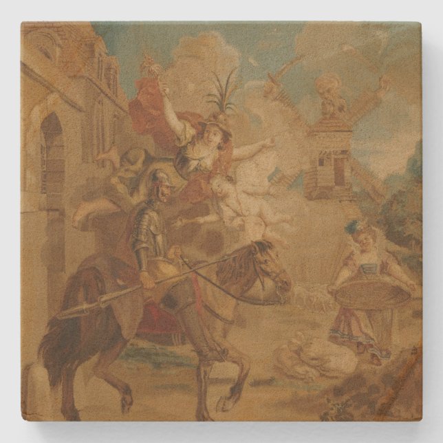 Don Quijote styrd av dårskap, 1700-tals gobeläng Stenunderlägg (Framsidan)