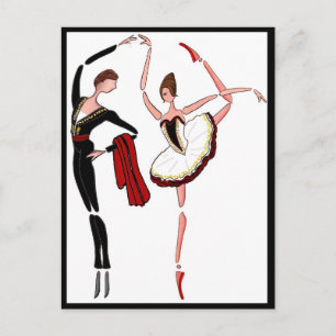 DON QUIXOTE BALLET POSTCARD, BALLET DANCERS COUPLE VYKORT