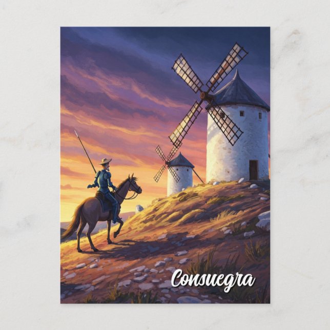 Don Quixote i Consuegra Spain Travel Vykort (Framsida)