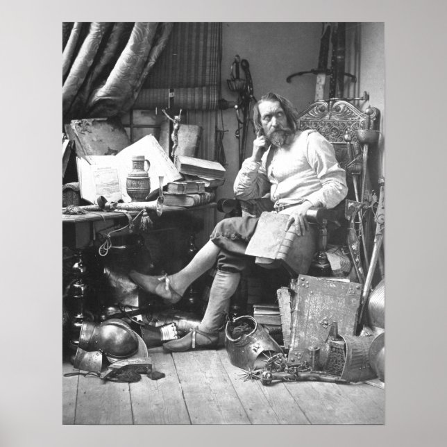 Don Quixote i sin studie Poster (Framsidan)