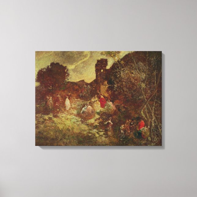 Don Quixote och Sancho Panza, c.1865 Canvastryck (Framsida)