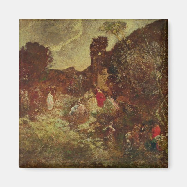 Don Quixote och Sancho Panza, c.1865 Magnet (Framsidan)