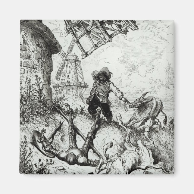 Don Quixote och Windmills Magnet (Framsidan)