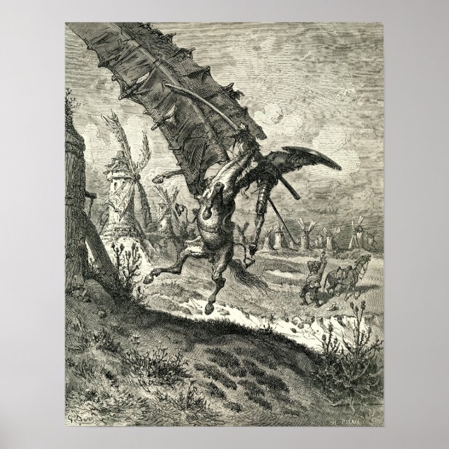 Don Quixote och Windmills Poster (Framsidan)