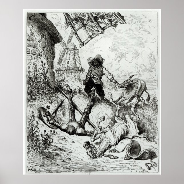 Don Quixote och Windmills Poster (Framsidan)