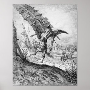 Don Quixote och Windmills Poster