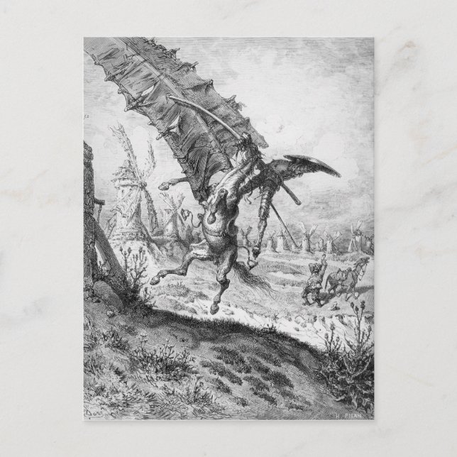 Don Quixote och Windmills Vykort (Framsida)