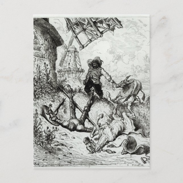 Don Quixote och Windmills Vykort (Framsida)