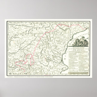 Don Quixote Route Karta-Mapa de la Ruta del Quijot Poster