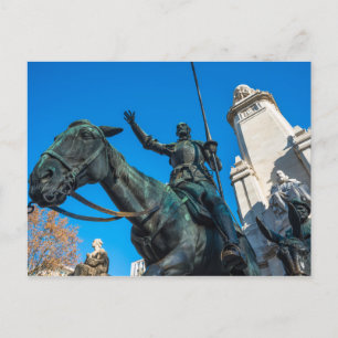 Don Quixote statue Cervantes monument Madrid Spani Vykort