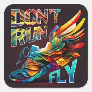 Don springa, Fly Neon Running She Fyrkantigt Klistermärke