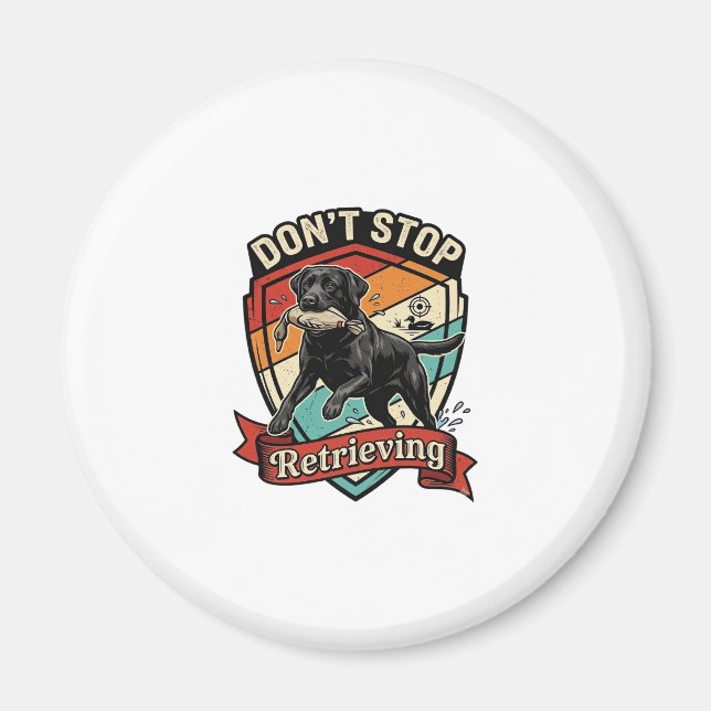 Don Stop Hämta Svart Labrador Hund Anka Retro  Magnet (Framsidan)