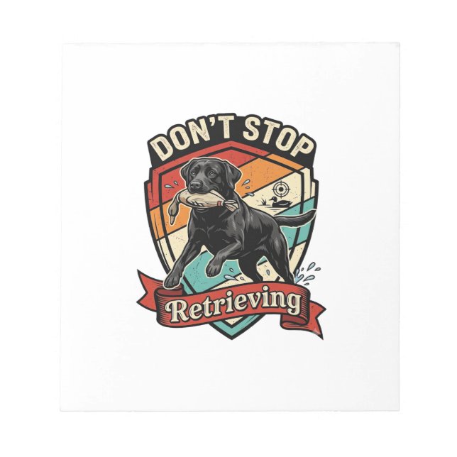 Don Stop Retrieving Svart Labrador Hund Anka Retro Anteckningsblock (Framsida)