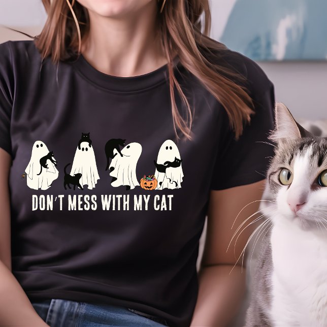 DON`T  MED MIN KATTHALLOWEEN CAT MAMMA T SHIRT (halloween black cat MOM ghost shirt)