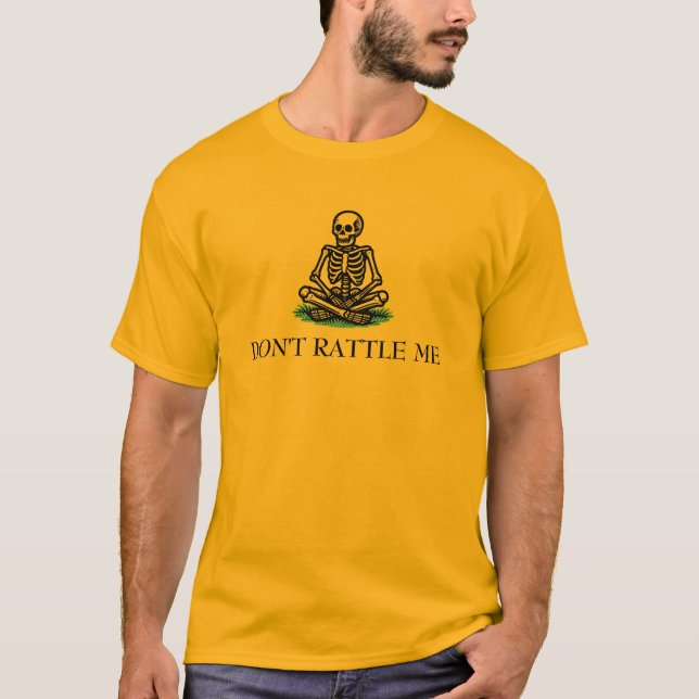 Don’t Rattle Me Skeleton Gadsden Flag Parody T Shirt (Framsida)