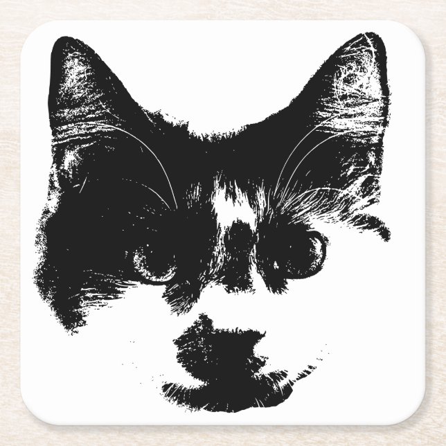 Don’t Spill It – Ink Cat  Underlägg Papper Kvadrat (Framsidan)