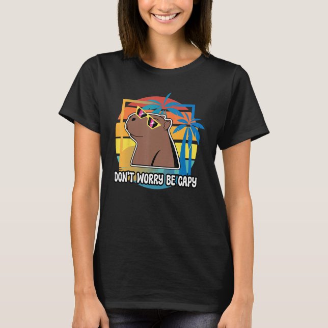 Don t Worry Be Capy Capybara Retro Rodent Animal T Shirt (Framsida)