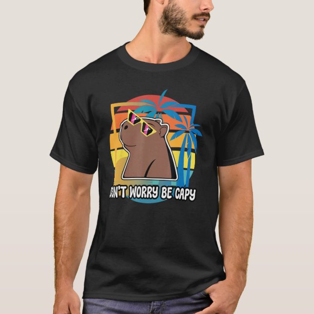 Don t Worry Be Capy Capybara Retro Rodent Animal T Shirt (Framsida)