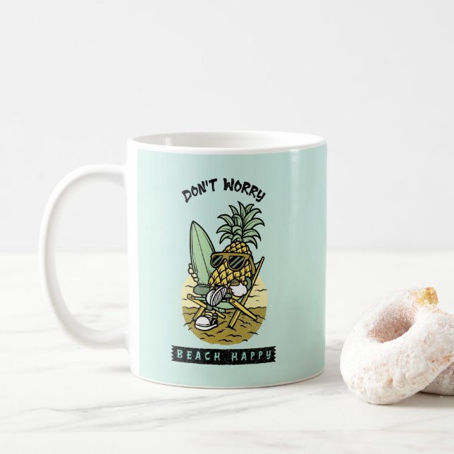 Don’t Worry Beach Happy – Funny Pineapple Surfer S Kaffemugg (Med munk)